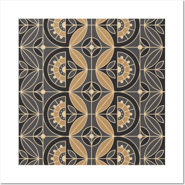 Art Deco Tile Floral 2 (gray and sand) Wall Art by lents